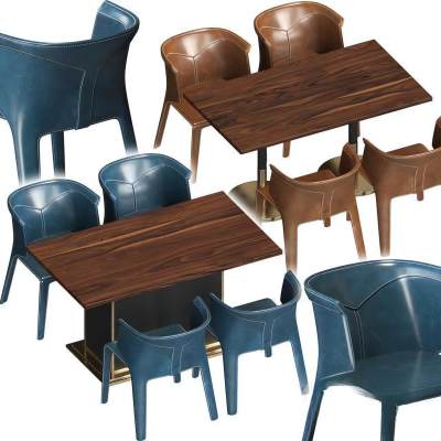 现代皮质餐桌椅